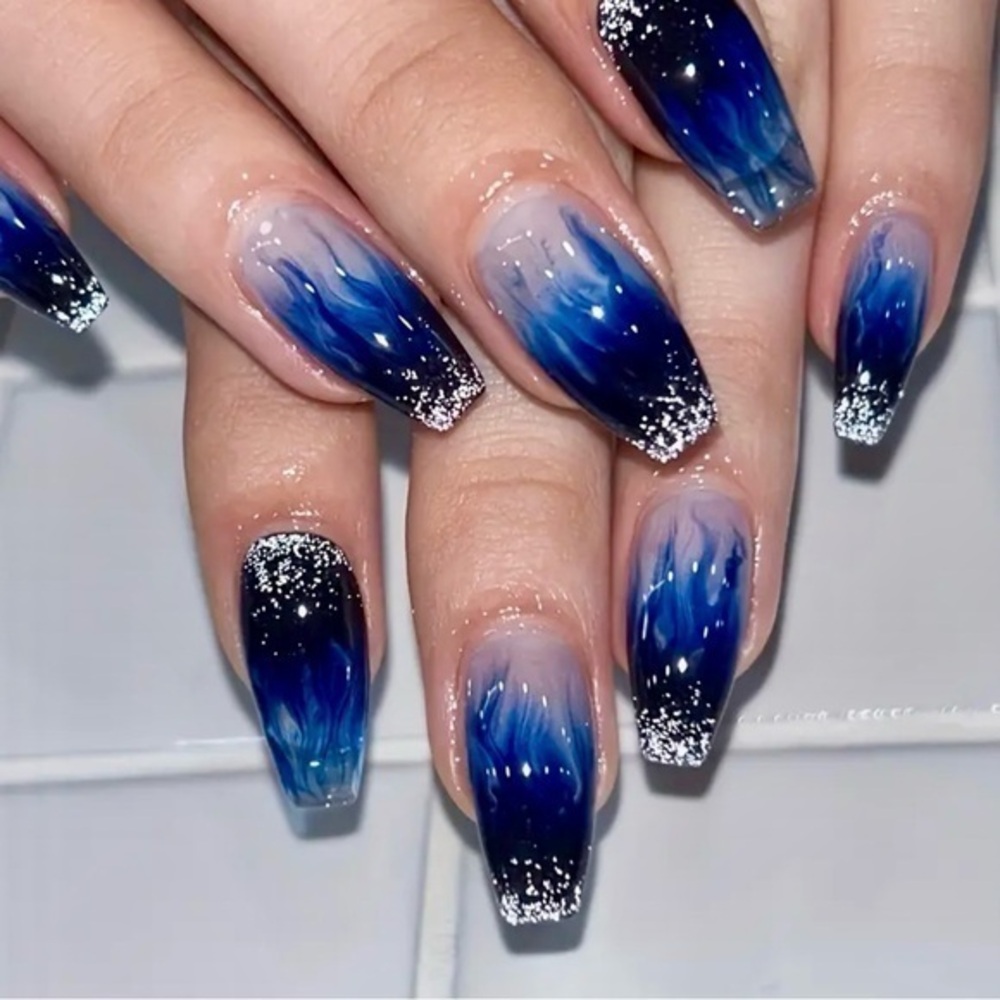 Blue Ice Fake Press On Nails NWT